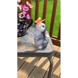 Bunny Statue Decor-Rabbit with Solar Butterfly Changing Lights for Garden